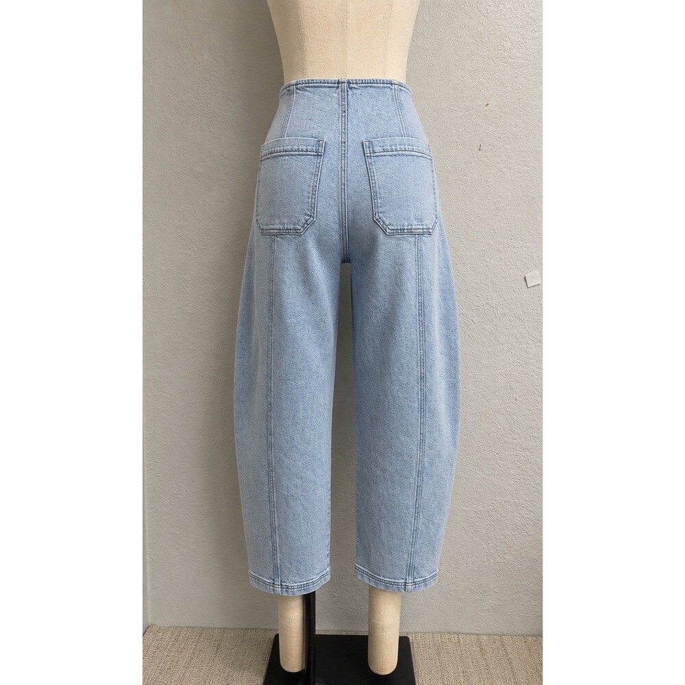 Pistola Blair High Waist Crop Barrel Jeans Size 26 Pristine Light Wash Denim - Picture 4 of 11
